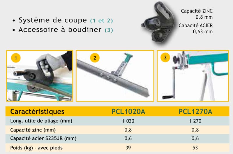 JOUANEL - Plieuse de chantier légère 1m - zinc 0,8 mm, pieds repliables -  PCL1020A